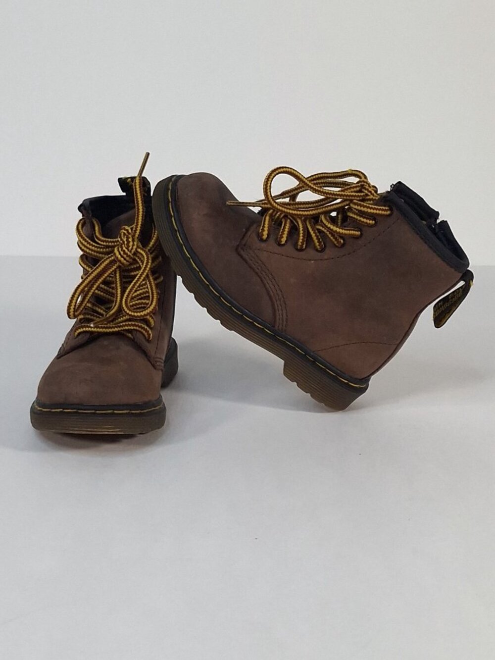 Dr. Martens Brooklee Toddler 8 Dark Brown Leather 8-Eye Combat Boots Zip NIB